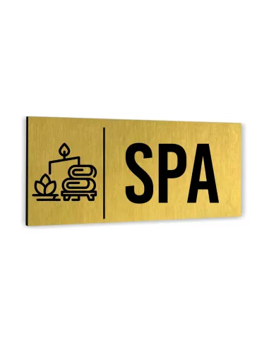 Tabliczka DOWOLNY TEKST NAPIS SPA Tablica nierdzewna informacyjna ZŁOTA