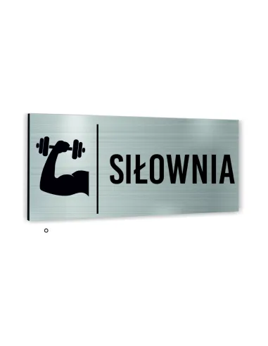 Tabliczka DOWOLNY TEKST NAPIS SIŁOWNIA Tablica nierdzewna informacyjna SREBRNA