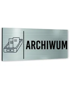 Tabliczka DOWOLNY TEKST NAPIS ARCHIWUM Tablica nierdzewna informacyjna SREBRNA