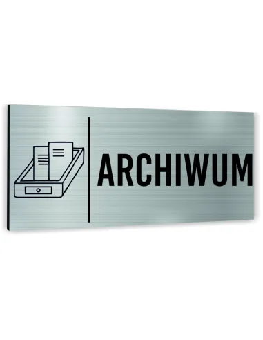 Tabliczka DOWOLNY TEKST NAPIS ARCHIWUM Tablica nierdzewna informacyjna SREBRNA