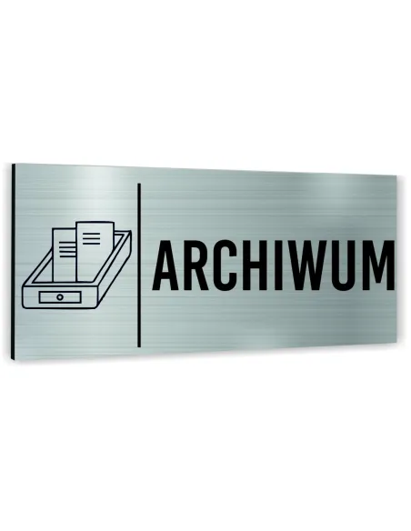Tabliczka DOWOLNY TEKST NAPIS ARCHIWUM Tablica nierdzewna informacyjna SREBRNA