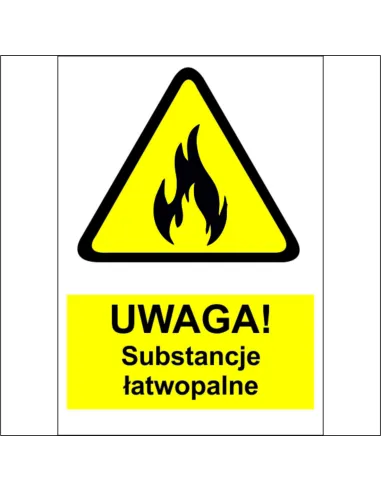 Naklejki na maszyny OZNACZENIE BHP UWAGA SUBSTANCJE ŁATWOPALNE
