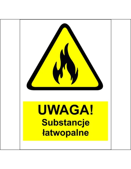 Naklejki na maszyny OZNACZENIE BHP UWAGA SUBSTANCJE ŁATWOPALNE