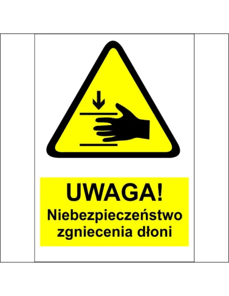 Naklejki na maszyny OZNACZENIE BHP UWAGA NIEBEZPIECZEŃSTWO ZGNIECENIA DŁONI