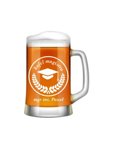 duży KUFEL do Piwa PREZENT dla inżyniera magistra