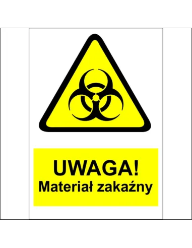 Naklejki na maszyny OZNACZENIE BHP UWAGA MATERIAŁ ZAKAŹNY 10 SZT.