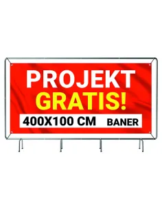 BANER REKLAMOWY plandeka 4x1m 510g powlekany + LAKIER UV PROJEKT GRATIS