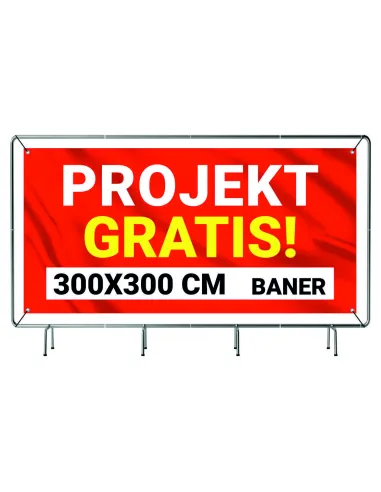 SOLIDNY BANER REKLAMOWY plandeka 300X300 cm LAKIER UV PROJEKT GRATIS