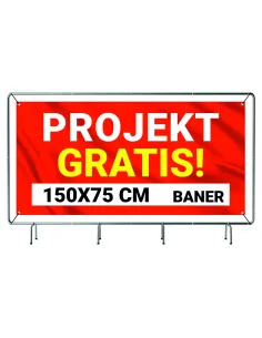 SOLIDNY BANER REKLAMOWY plandeka 150x75 cm LAKIER UV PROJEKT GRATIS