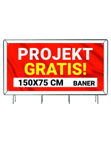 SOLIDNY BANER REKLAMOWY plandeka 150x75 cm LAKIER UV PROJEKT GRATIS