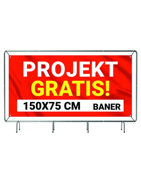 SOLIDNY BANER REKLAMOWY plandeka 150x75 cm LAKIER UV PROJEKT GRATIS