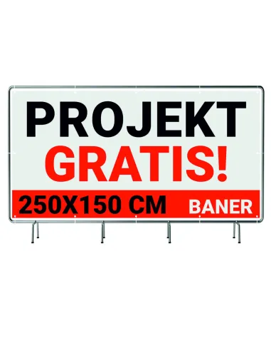 SOLIDNY BANER REKLAMOWY plandeka 150x250 cm LAKIER UV PROJEKT GRATIS