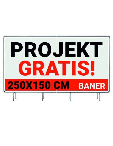 SOLIDNY BANER REKLAMOWY plandeka 150x250 cm LAKIER UV PROJEKT GRATIS