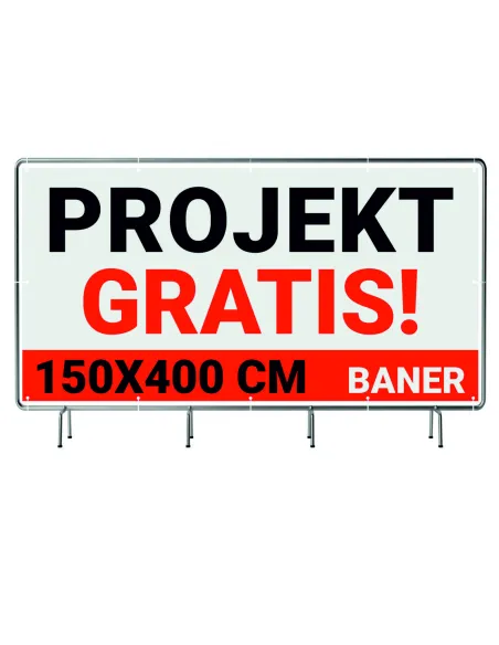 SOLIDNY BANER REKLAMOWY plandeka 150x400 cm LAKIER UV PROJEKT GRATIS