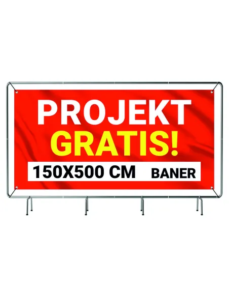 SOLIDNY BANER REKLAMOWY plandeka 150x500 cm LAKIER UV PROJEKT GRATIS