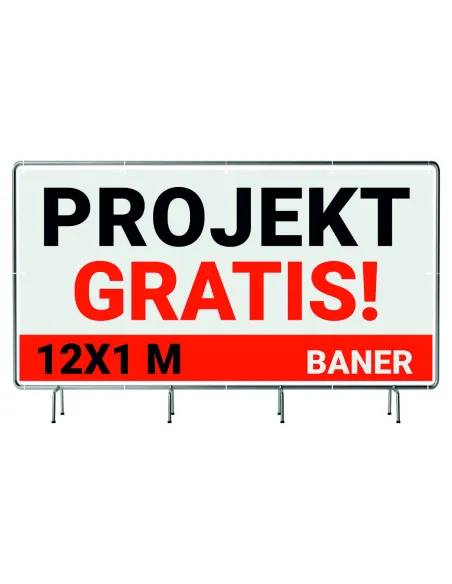 BANER REKLAMOWY plandeka 12x1m 510g powlekany + LAKIER UV PROJEKT GRATIS