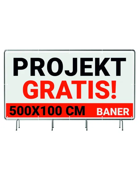 BANER REKLAMOWY plandeka 5x1 m 510g powlekany + LAKIER UV PROJEKT GRATIS