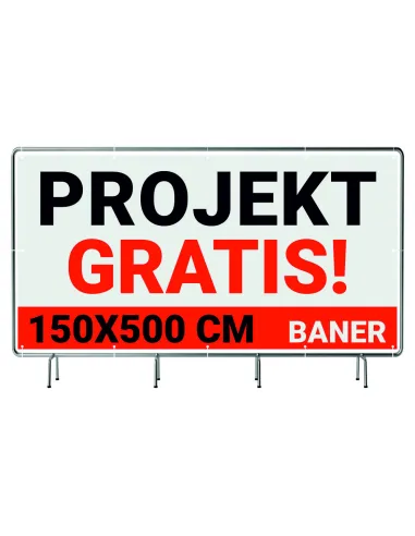 BANER REKLAMOWY plandeka 5x1,5 m 510g powlekany + LAKIER UV PROJEKT GRATIS
