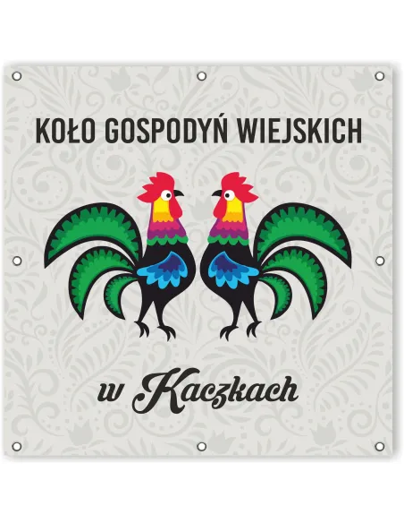 Baner Szyld z oczkami Logo Koło Gospodyń Wiejskich KGW Projekt 150x150 cm