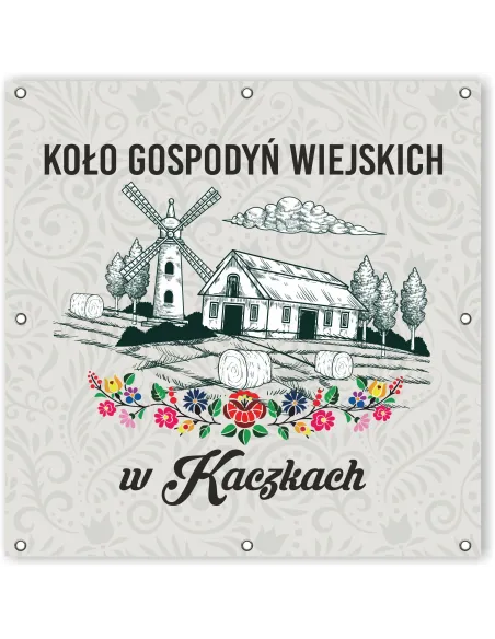 Baner Szyld z oczkami Logo Koło Gospodyń Wiejskich KGW Projekt 80x80 cm