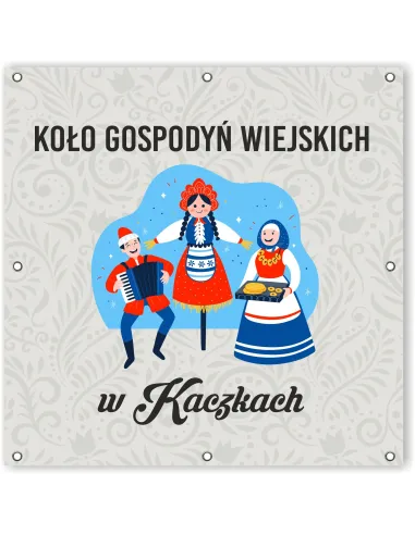 Baner Szyld z oczkami Logo Koło Gospodyń Wiejskich KGW Projekt 100x100 cm