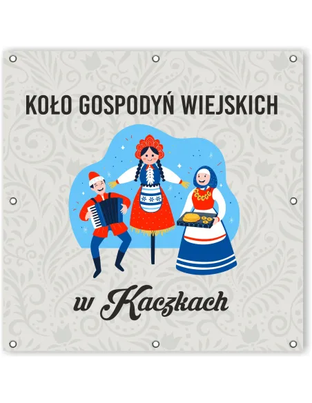 Baner Szyld z oczkami Logo Koło Gospodyń Wiejskich KGW Projekt 100x100 cm