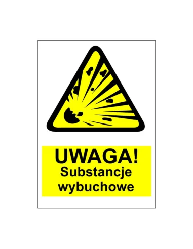 Naklejki na maszyny OZNACZENIE BHP UWAGA SUBSTANCJE WYBUCHOWE 100 SZTUK