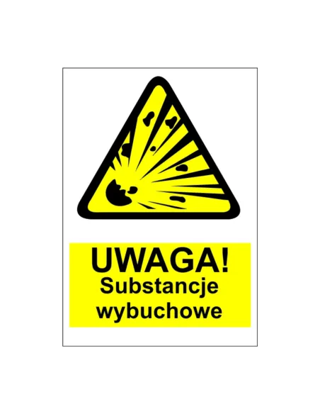 Naklejki na maszyny OZNACZENIE BHP UWAGA SUBSTANCJE WYBUCHOWE 100 SZTUK