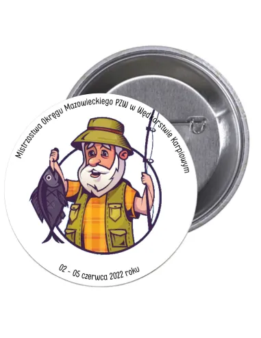 Przypinki buttony ZAWODY RYBACKIE  znaczki badziki z grafiką