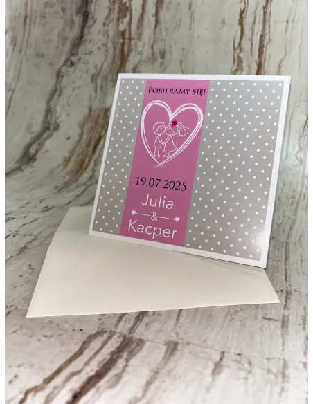 Zaproszenie na ślub ślubne weselne składane PROJEKT GRATIS