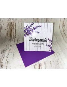 Zaproszenie na ślub ślubne weselne kwadratowe fioletowe + PROJEKT GRATIS