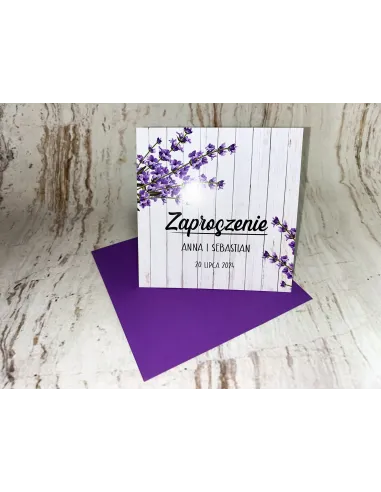 Zaproszenie na ślub ślubne weselne kwadratowe fioletowe + PROJEKT GRATIS