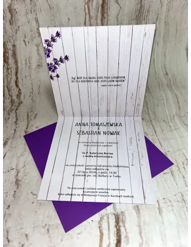 Zaproszenie na ślub ślubne weselne kwadratowe fioletowe + PROJEKT GRATIS