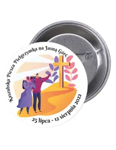 Przypinki buttony PIELGRZYMKA - KASZUBSKA PIESZA PIELGRZYMKA NA JASNĄ GÓRĘznaczki badziki z grafiką