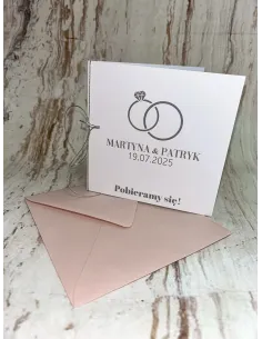 Zaproszenia ślubne GOTOWE zaproszenie na ślub srebrna kokardka + PROJEKT GRATIS