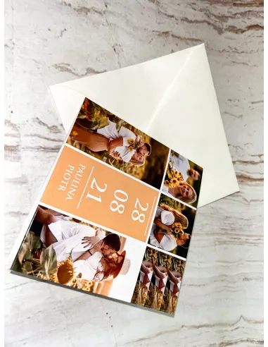 Zaproszenie na ślub ślubne weselne składane Z WASZYM ZDJĘCIEM PROJEKT GRATIS