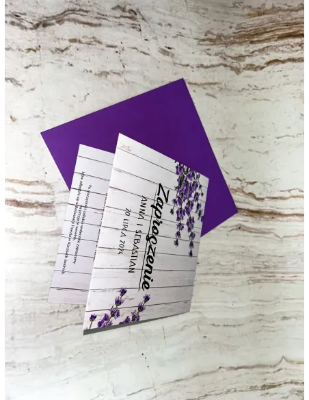 Zaproszenie na ślub ślubne weselne kwadratowe fioletowe + PROJEKT GRATIS