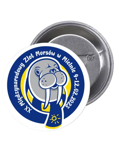 Przypinki buttony MORSY - XX MIĘDZYNARODOWY ZLOT MORSÓW W MIELNIE  znaczki badziki z grafiką
