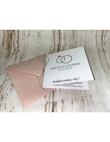 Zaproszenia ślubne GOTOWE zaproszenie na ślub srebrna kokardka + PROJEKT GRATIS