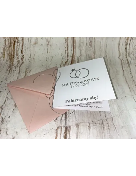 Zaproszenia ślubne GOTOWE zaproszenie na ślub srebrna kokardka + PROJEKT GRATIS