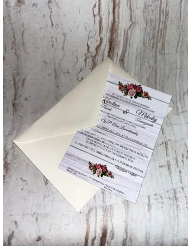 ZAPROSZENIA NA ŚLUB, Zaproszenie Ślubne, jednostronne boho + PROJEKT GRATIS