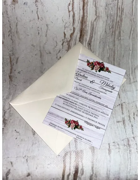 ZAPROSZENIA NA ŚLUB, Zaproszenie Ślubne, jednostronne boho + PROJEKT GRATIS