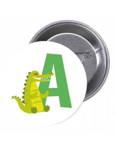 Przypinki buttony LITERKI DLA DZIECI  - A znaczki badziki z grafiką