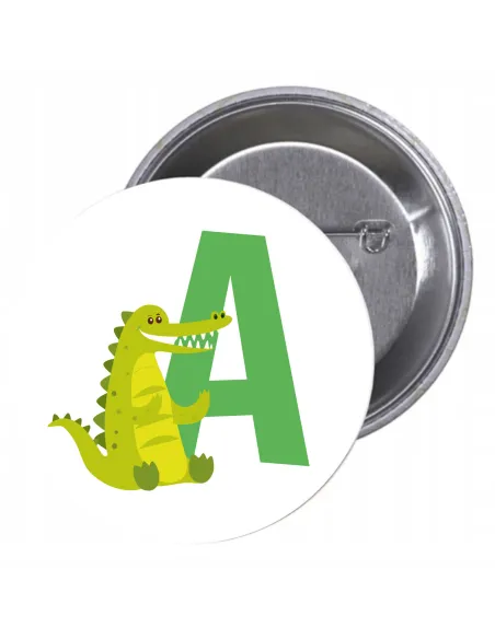 Przypinki buttony LITERKI DLA DZIECI  - A znaczki badziki z grafiką