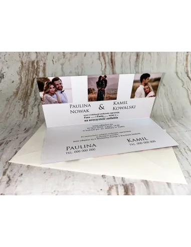 ZAPROSZENIA NA ŚLUB, Zaproszenie Ślubne weselne + WASZE ZDJĘCIA