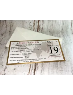 Zaproszenie BILET na ślub jednostronne  + PROJEKT GRATIS