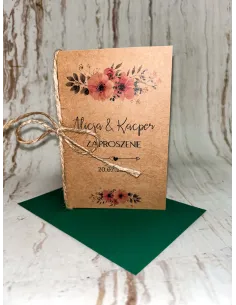 Zaproszenie na Ślub Ślubne Weselne Rustykalne Boho EKO + PROJEKT GRATIS