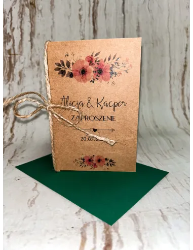 Zaproszenie na Ślub Ślubne Weselne Rustykalne Boho EKO + PROJEKT GRATIS