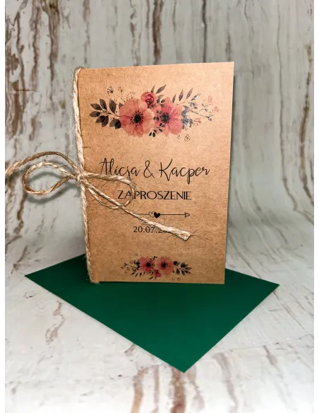 Zaproszenie na Ślub Ślubne Weselne Rustykalne Boho EKO + PROJEKT GRATIS