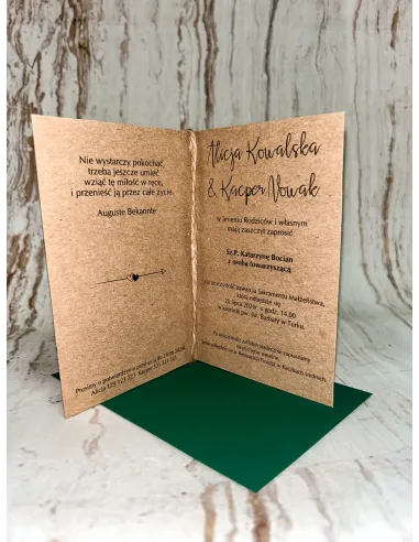 Zaproszenie na Ślub Ślubne Weselne Rustykalne Boho EKO + PROJEKT GRATIS